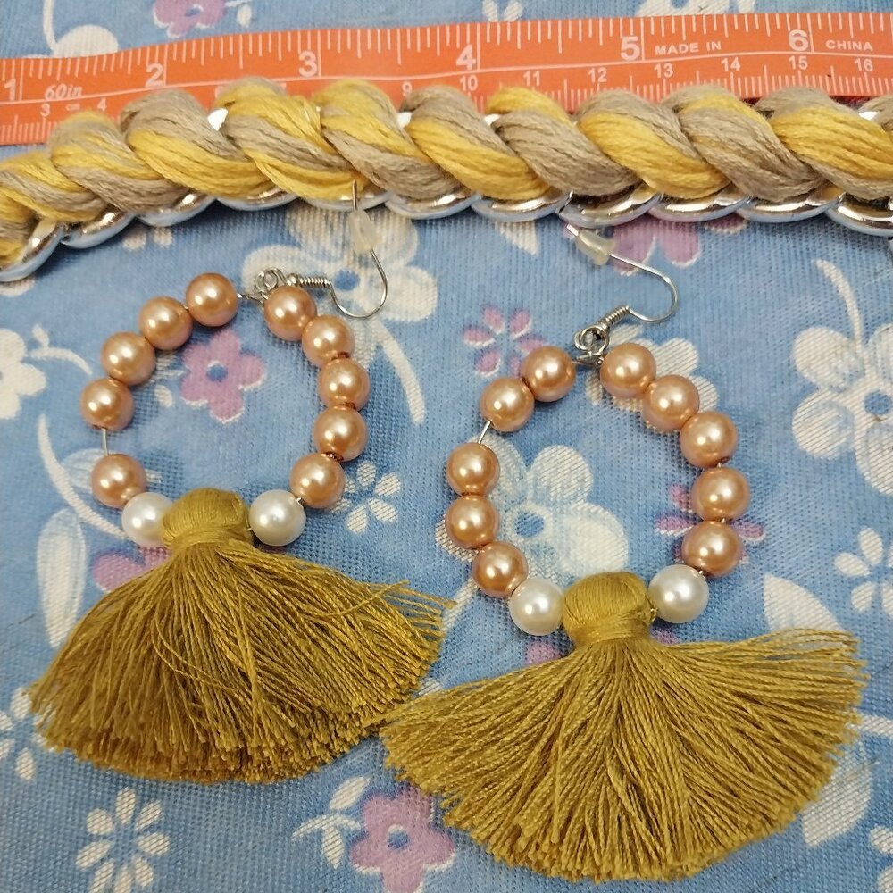3120 Threaded Link Bracelet and Earrings Set